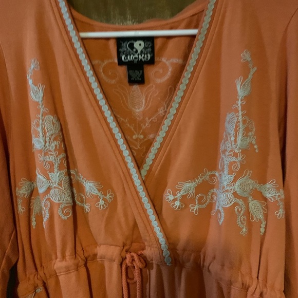 Rare lucky bramd orange embroidered dress with drawstring size X-Large - Picture 5 of 9